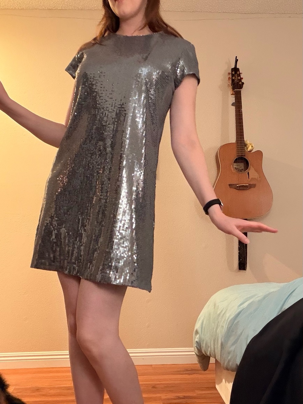 Nicole Silver Sequin Short Mini Dress